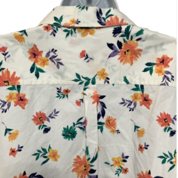 Croft & Barrow PXL Floral Lng Sleeve Multicolr Butn-Down collared Blouse w/pockt - Picture 9 of 13